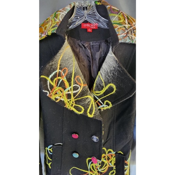 Display Embroidered Trim Black Coat M - Picture 2 of 6